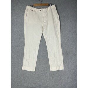 NWT Banana Republic Linen Blend Men 38x30 Ivory Slim Straight Trouser Dress Pant